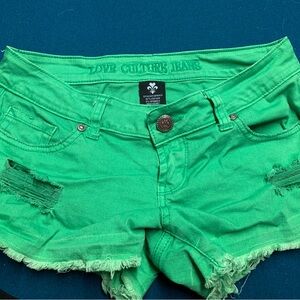 Love Culture Vibrant Green Jean Shorts